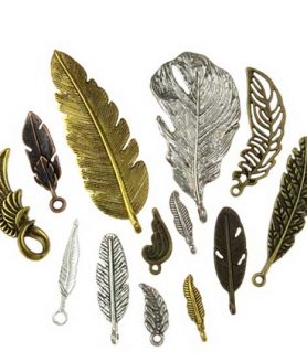 Метална висулка перо 29~86x5~41x1~2 mm АСОРТЕ